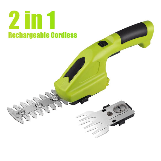 Cordless Grass Shears, 2 in 1 Electric Mini Hedge Trimmer Cordless, Battery Operated Weed Hedge Trimmer