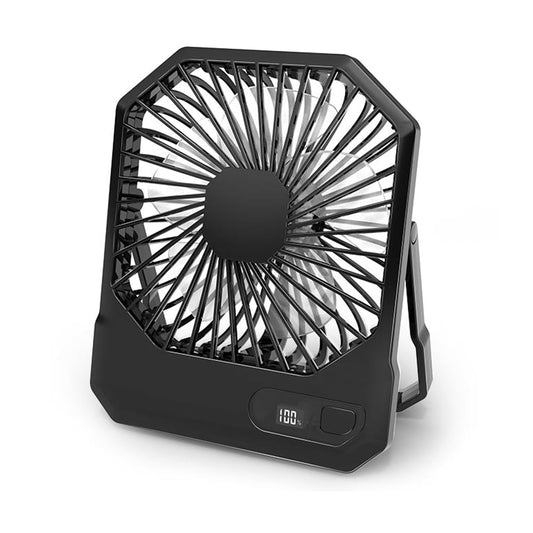 JLLOM Mini Silent 5-Blade USB-Type-C Rechargeable Desktop Mini Fan with 3 Wind Speeds for Home, Office or Vacation, White/Black