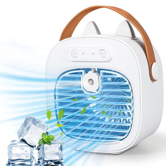 Portable Air Conditioners, 4000mAh Rechargeable Mini Air Conditioner Personal Air Cooler with 3 Speeds, Small Desk Air Conditioner for Bedroom, Office, Outdoor(White)