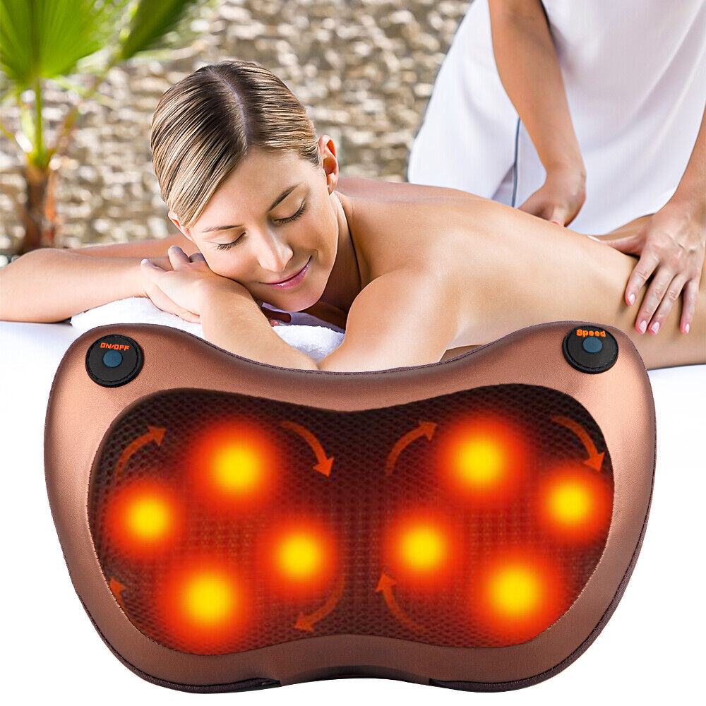 Shiatsu Shoulder Neck and Back Massager Pillow with Heat Deep Kneading Cushion