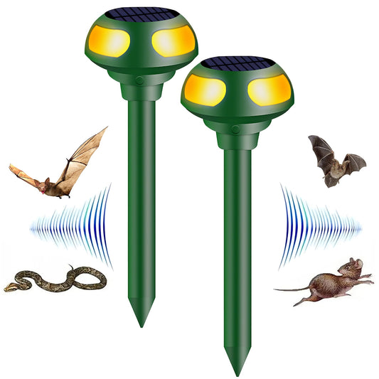 Solar Animal Repeller, 2 Pack Outdoor with Vibration Nocturnal Flash Light Predator Deter for Yard Farm
