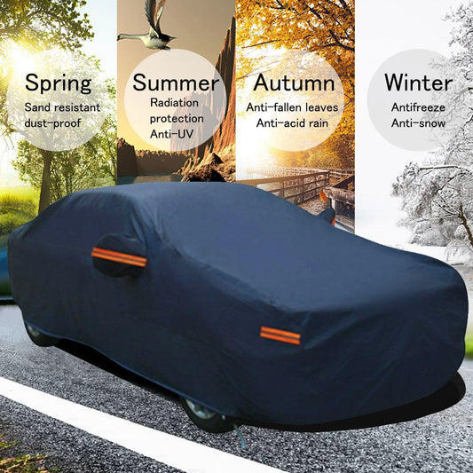 Car Cover Heavy Duty Waterproof Full Car Cover All Weather Protection Outdoor Indoor Use UV Dustproof for Auto SUV Sedan