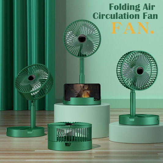 Foldable Table Desk Fan,3-Speeds Portable USB Rechargeable Telescopic Floor White Compact Cooling