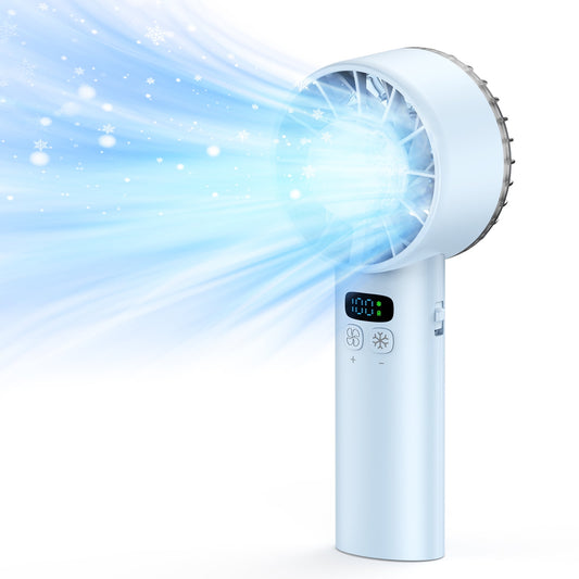 Portable Handheld Fan, 5200mAh 100 Speed Wind USB Rechargeable Refrigeration Mini Fan (Blue)