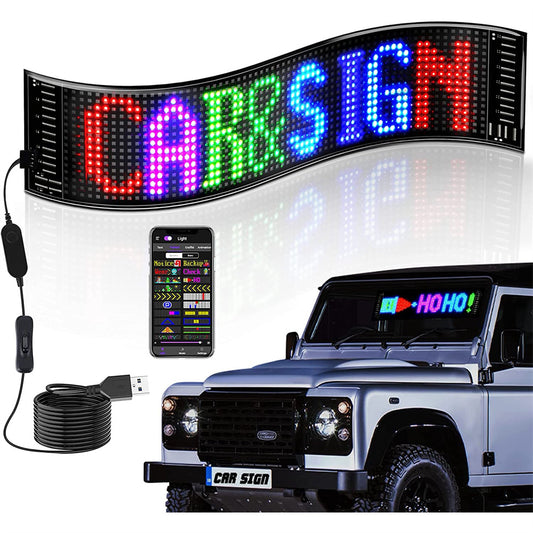 Scrolling LED Sign,Programmable Flexible LED Matrix Panel,LED Sign for Car,Bluetooth APP Control,DIY Design Text, Patterns, Animations