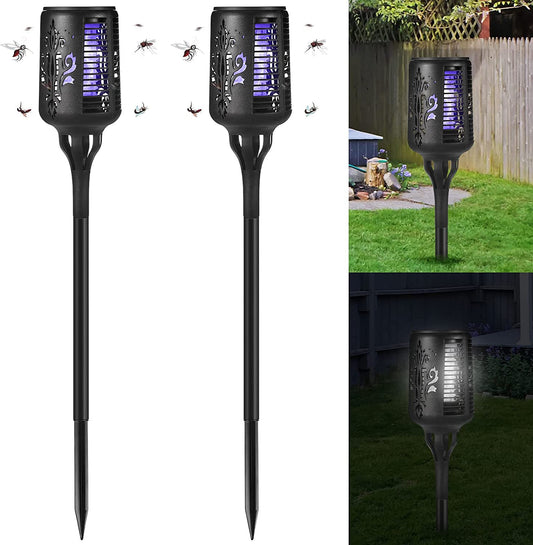 2Pack Solar Powered Bug Zapper Outdoor Mosquito Killer with Lighting Waterproof Bug Lights Mosquito Zapper for Patio Backyard Garden