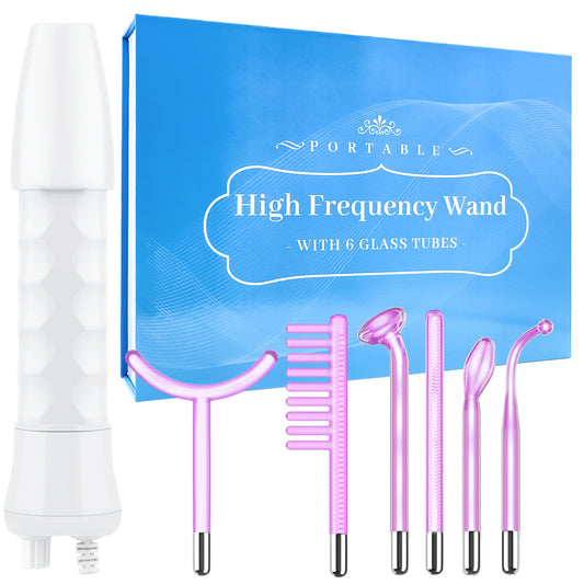 Handheld High-Frequency Facial Wand 6 in 1 Portable Portable High-Frequency Skin Machine with 6 Pcs Tubes