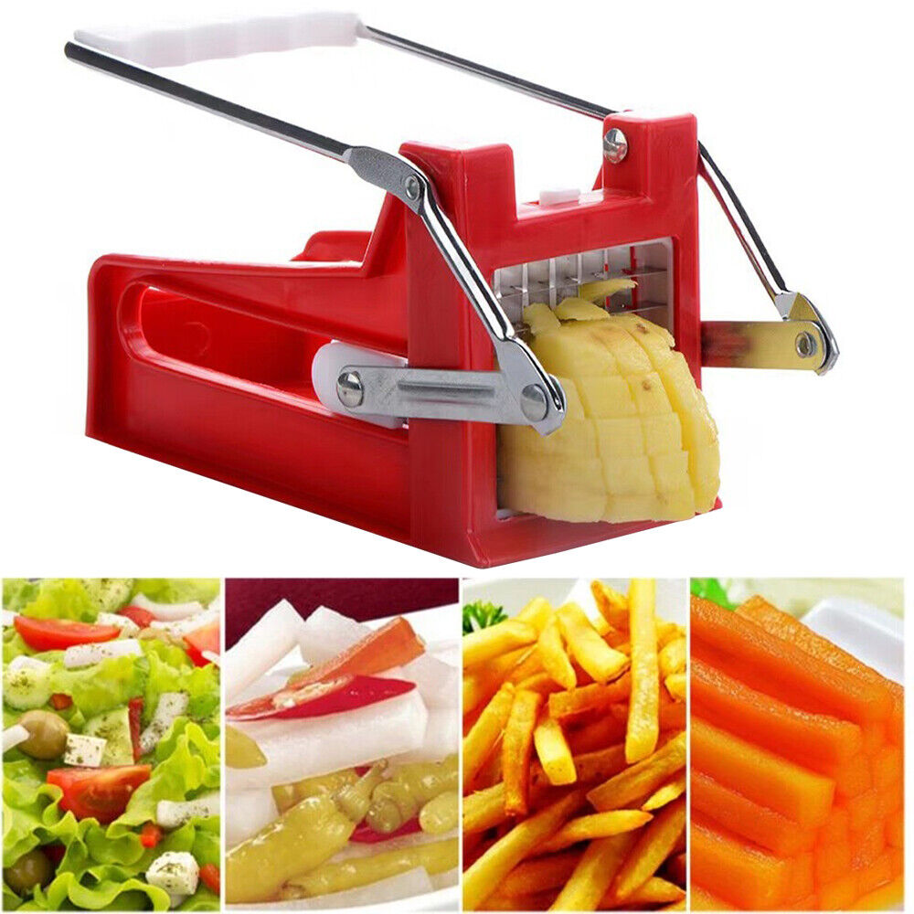 Stainless Steel French Fry Cutter Potato Vegetable Slicer Chopper Dicer 2 Blades