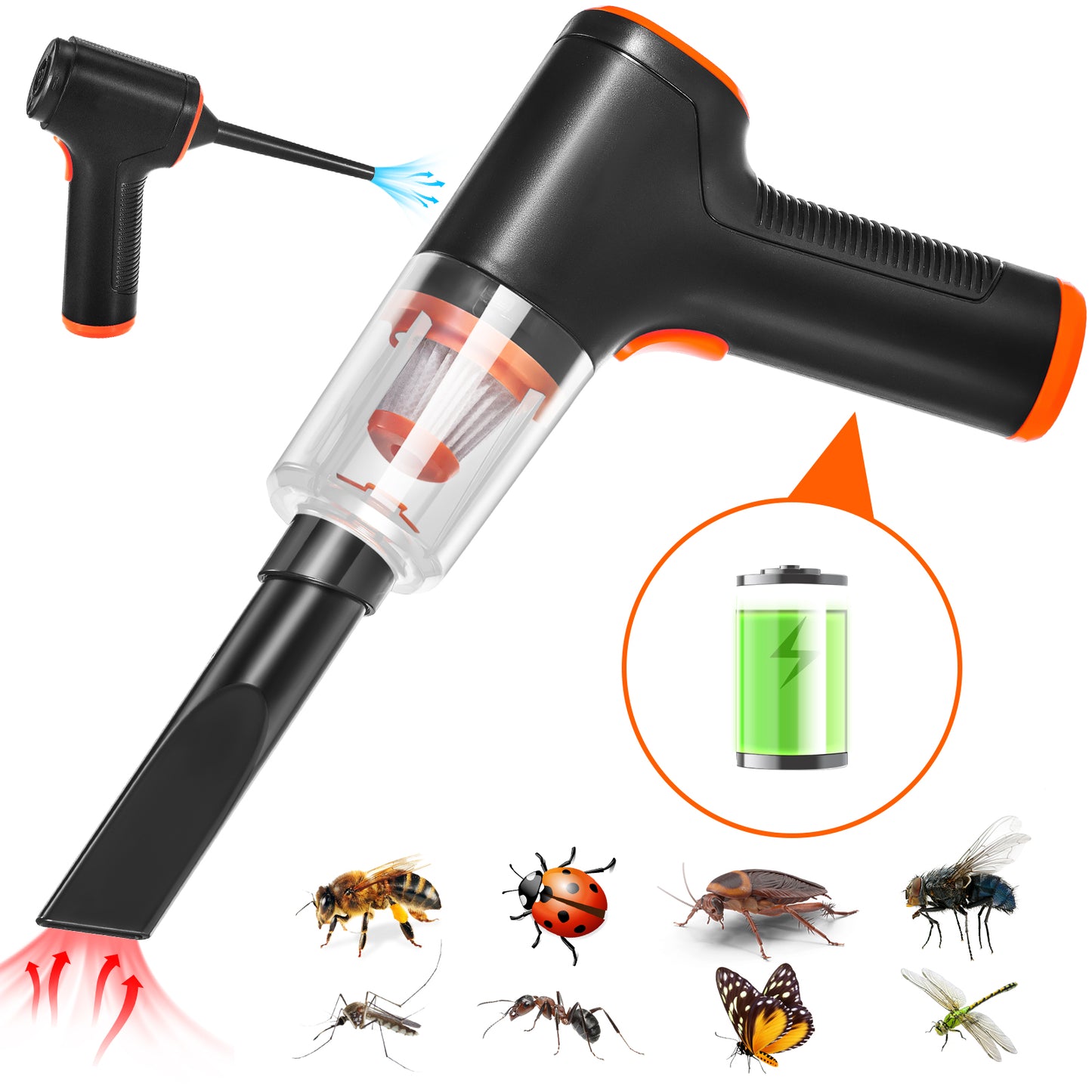 Vacuum Bug Catcher,Spider and Insect Traps Catcher Rechargeable Vacuum Cleaner Pest Control Handheld Bug Sucker Vacuum Cordless with Brush Head