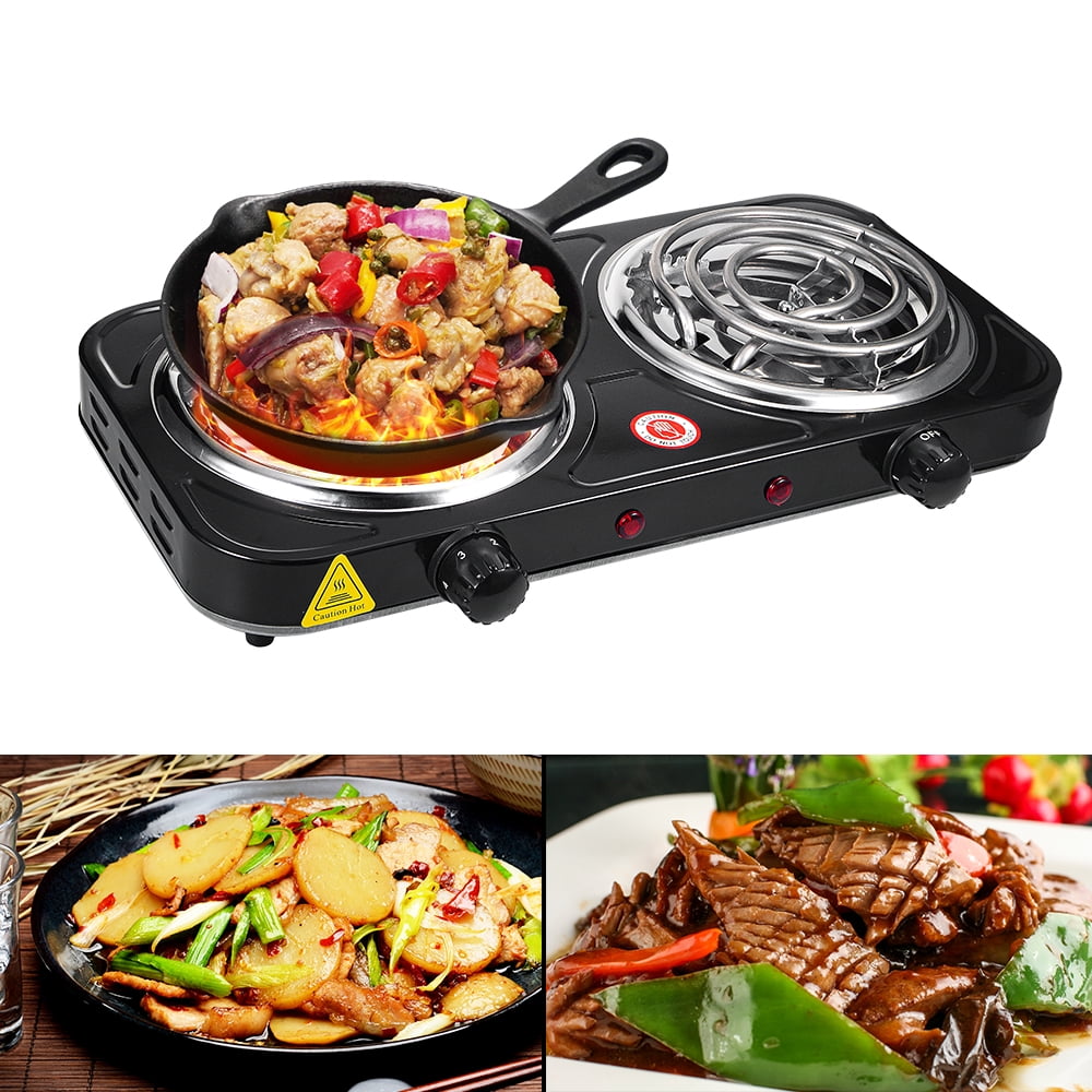 Electric Camping Double Burner Hot Plate 2000W 110V Portable Heating Cooking Stove