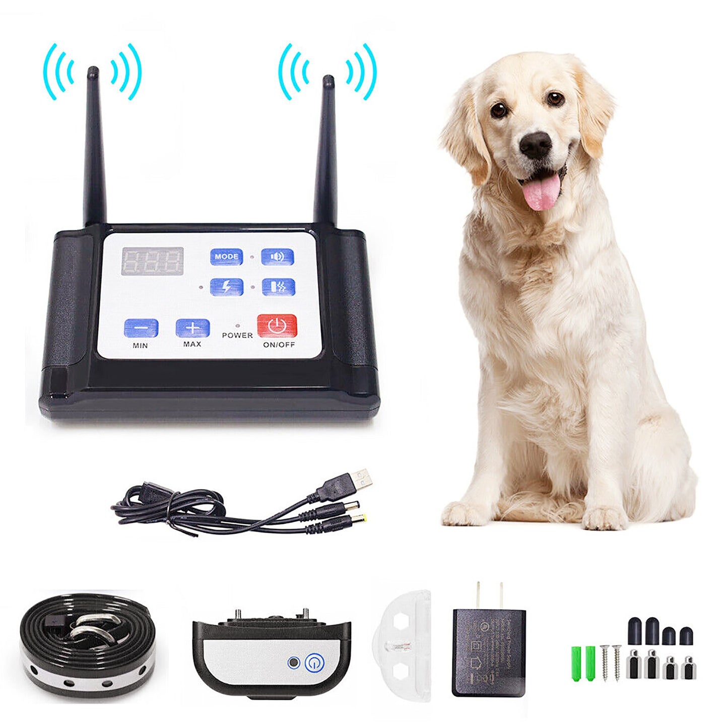 New Electric Wireless Dog Fence System, Containment System Training Collar Shock For 1/2/3 Pet Dog Container Boundary System(For 1 pet)