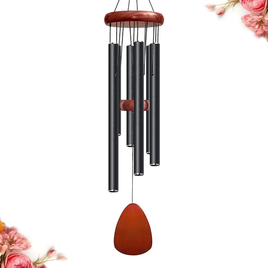 26" Aluminum Black Wind Chimes for Outdoor, Garden, Patio Decoration-Black