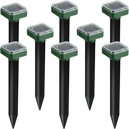 JahyShow 8 PCS Mole Repellent Solar Powered 8 Pack, Waterproof Vole Chipmunk Outdoor, Gopher Ultrasonic for Lawn Garden, Groundhog Repeller, Snake