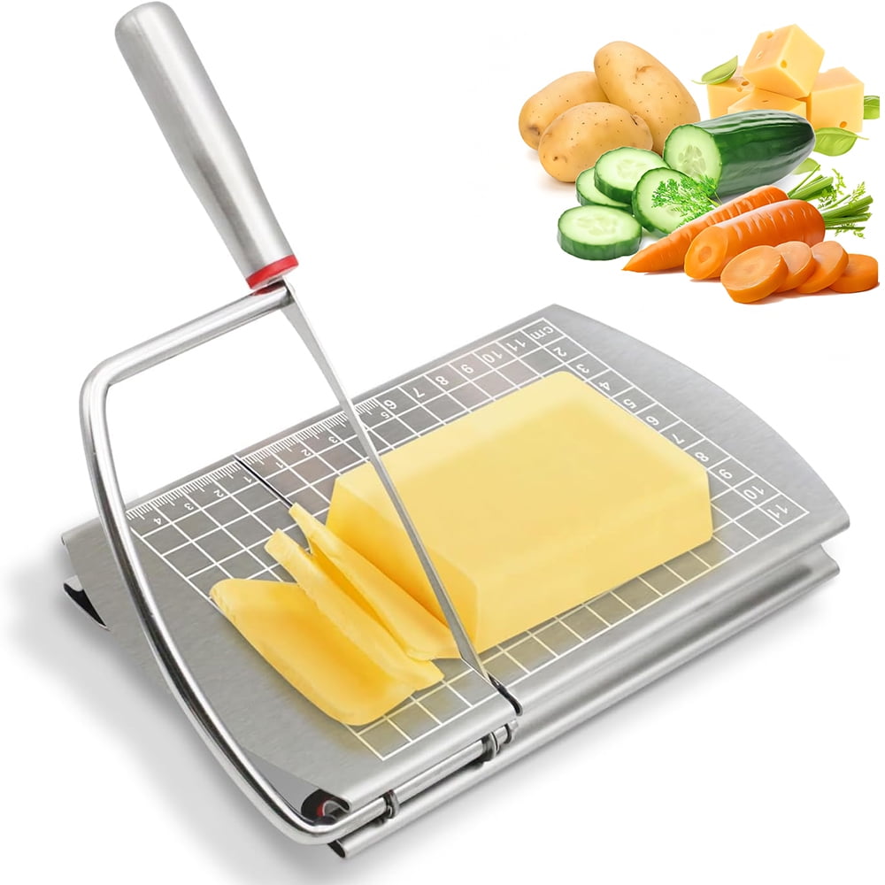 JahyShow Multipurpose Stainless Steel Cheese Slicer and Cutter Block Cheese, Butter, Sausages Kitchen Gadget Board