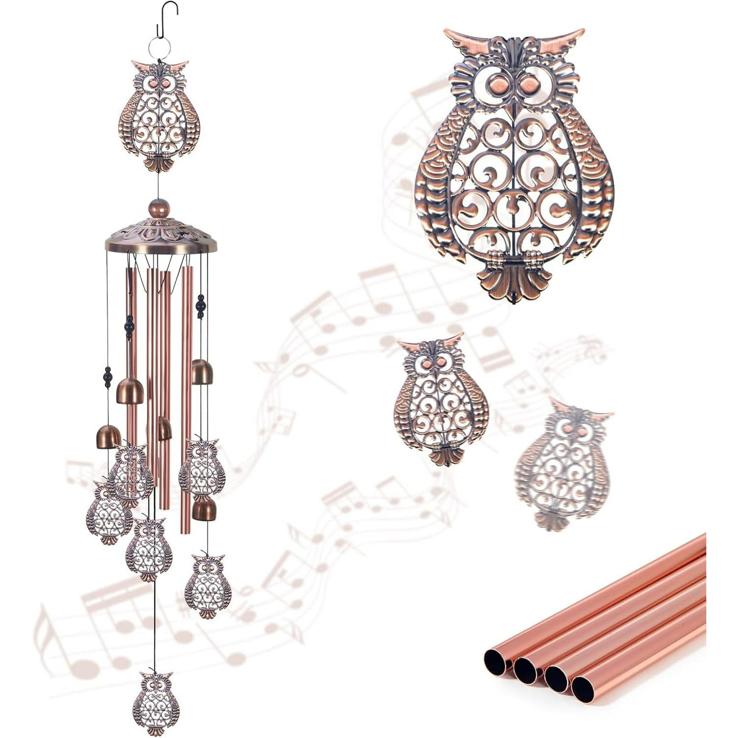 JahyShow Owl Wind Chimes Metal Outdoor/Indoor Chime Garden Decor