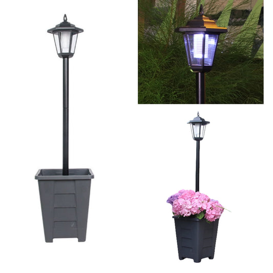 Solar Lamp Post Light with Planter, 63" Vintage Glass Solar Lights Outdoor Waterproof Patio Lights Garden Decor
