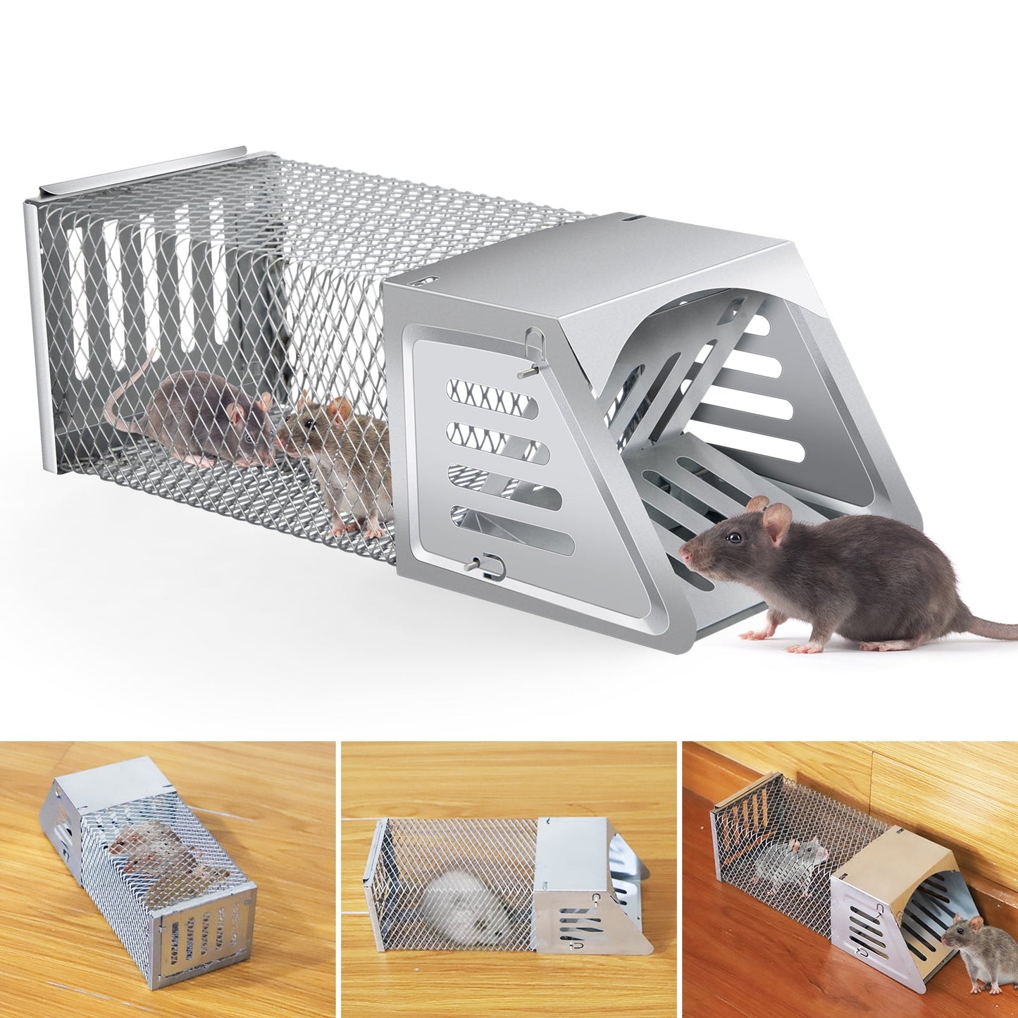 Jinyi Human Mouse Trap, Caged Mice Catcher Indoor & Outdoor Use No Harm Automatic Rodent Removal