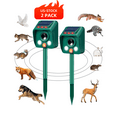 2Pack Solar Animal Repeller Outdoor with Motion Sensor Flashing Light Waterproof Ultrasonic Pest Control Device