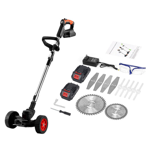 Cordless Lawn Mower Dual Batteries 650W Power Red & Black 45/90 minutes Runtime Lithium Lawn Mower Complete Kit