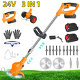Cordless Lawn Mower Kit Powerful DC Motor Safety Brush Cutter Blades Adjustable Handle