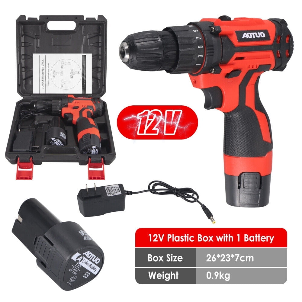 Rechargeable Cordless Screwdriver - Dual Speed, 25 Torque Settings, Red, 12V, 35N.m Torque