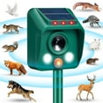 Solar Animal Repeller Outdoor with Motion Sensor Flashing Light Waterproof Ultrasonic Pest Control Device