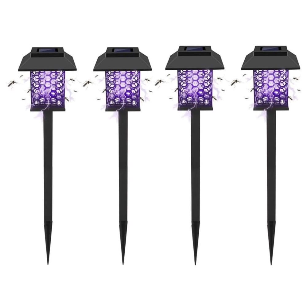 4 PCS Solar Bug Zapper Outdoor Solar Powered Mosquito Zapper Mosquito Lamp Fly Zapper Repellent Lighting Stake Landscape Fixture for Garden Patio Pathway Backyard Camping