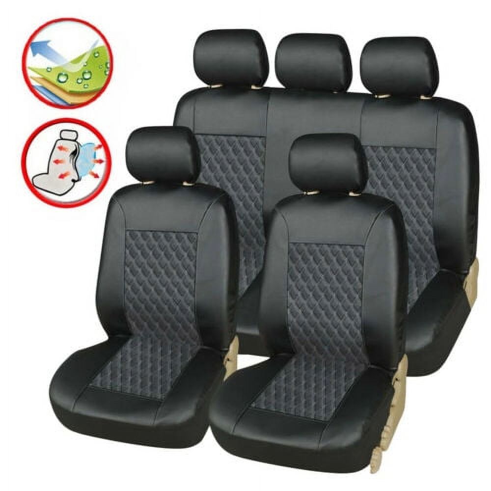 9Pcs Car Seat Cover Pu Leather Protector Universal Full Set Front Rear For Jeep