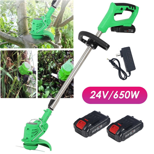 Electric Grass String Trimmer Cordless Weed Eaters Lawn Edger Weed Wacker Cutter with 2 Battery