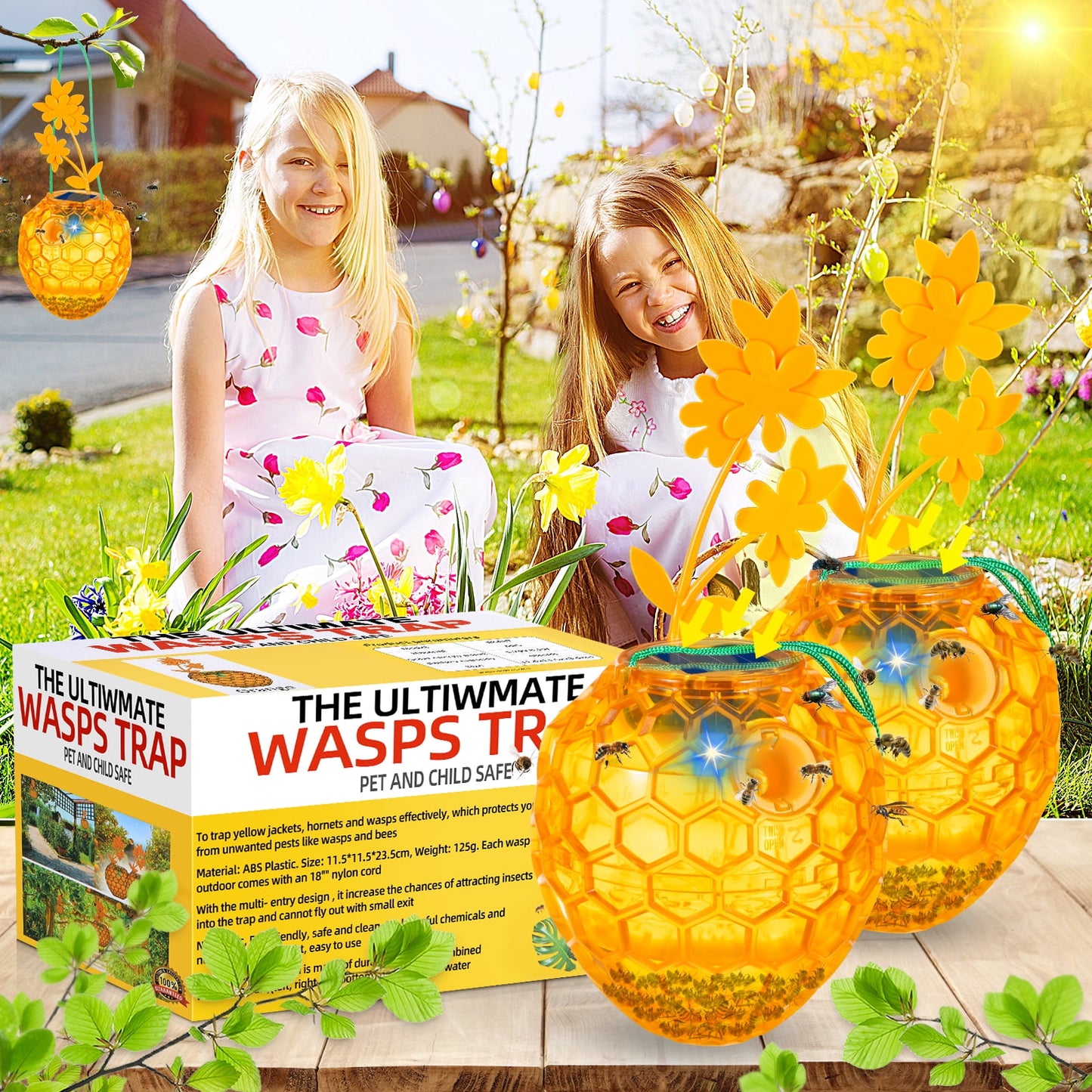 Reusable Outdoor Fly Trap - Solar Powered, Durable, Non-Toxic, and Eco-Friendly for Garden, Patio, and Home