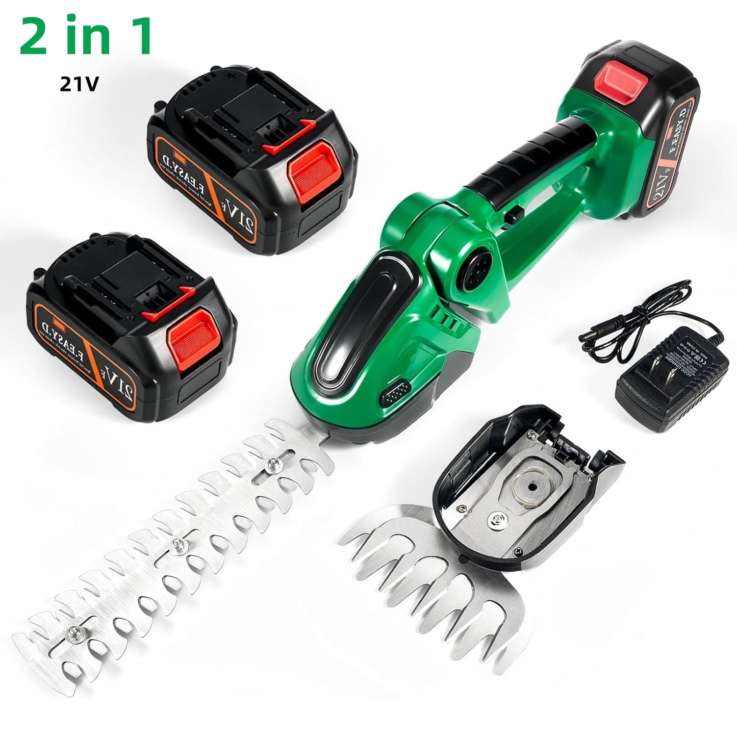Cordless Grass Shears, 21V Hedge Trimmer Cordless Handheld Grass Trimmer with 2 Rechargeable Battery Grass Shears for Lawn