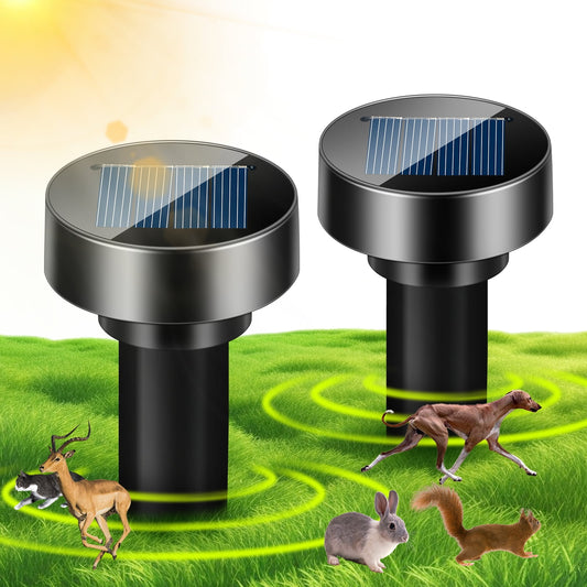 Mole Repellent, 2 Pack Solar Powered Vole Repellent Outdoor Gopher Repellent Ultrasonic for Lawn Garden Waterproof Mole Deterrent