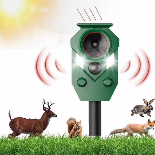 Ultrasonic Animal Repeller, Outdoor Solar Powered Deterrent with Motion Sensor Waterproof Device to Repel Cats Dogs Squirrels Raccoons