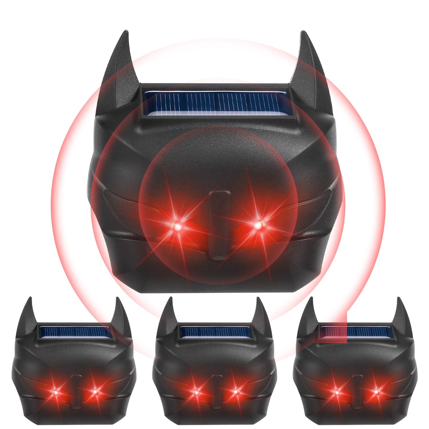 Solar Animal Repellent Outdoor Bright Red Light 2024 Upgraded Predator Lights for Chicken Coop Humane Deterrence - 4 Pack