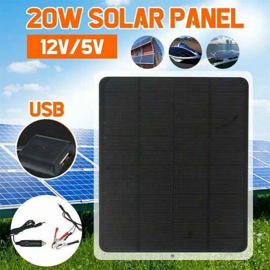 20W Solar Panel 12V Trickle Charge Battery Charger For Maintainer Marine RV Car