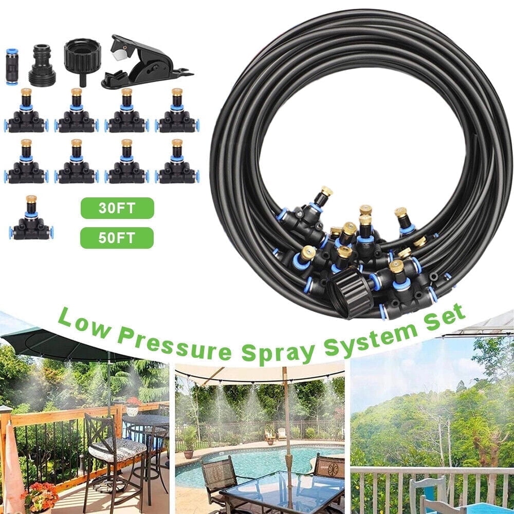 30/50Ft Outdoor Patio Water Mister Mist Nozzle Misting Cooling System Fan Cooler