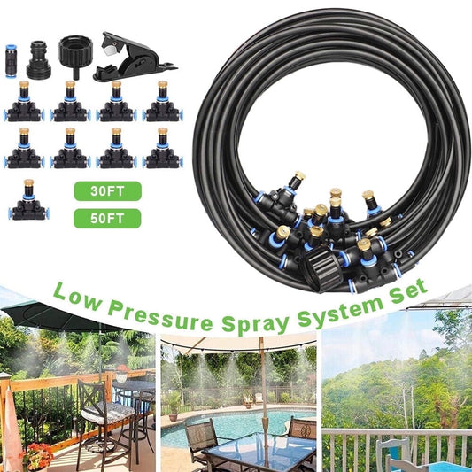 30/50Ft Outdoor Patio Water Mister Mist Nozzle Misting Cooling System Fan Cooler