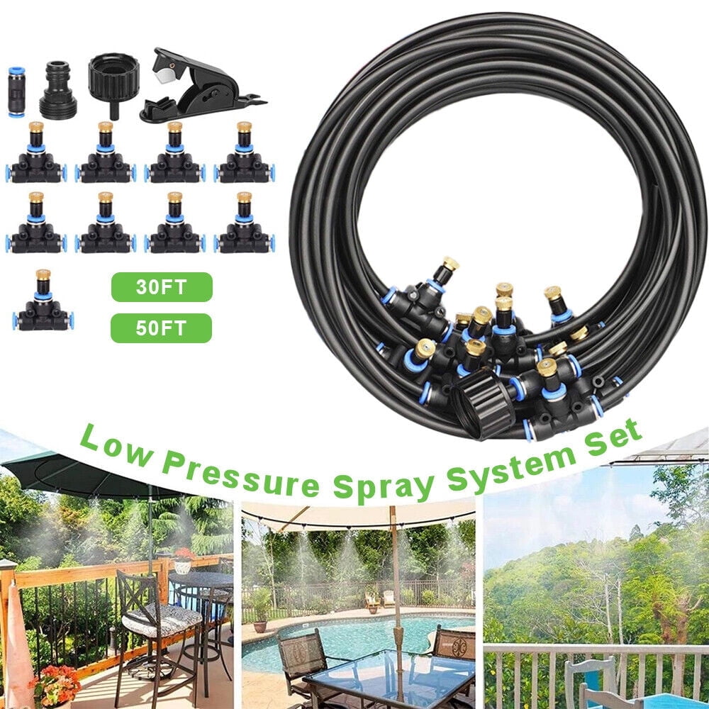 30Ft Outdoor Patio Water Mister Mist Nozzle Misting Cooling System Fan Cooler