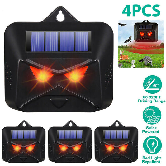 4 X Solar Predator Guard Light Red Led Deterrent Light Night Animal Repeller