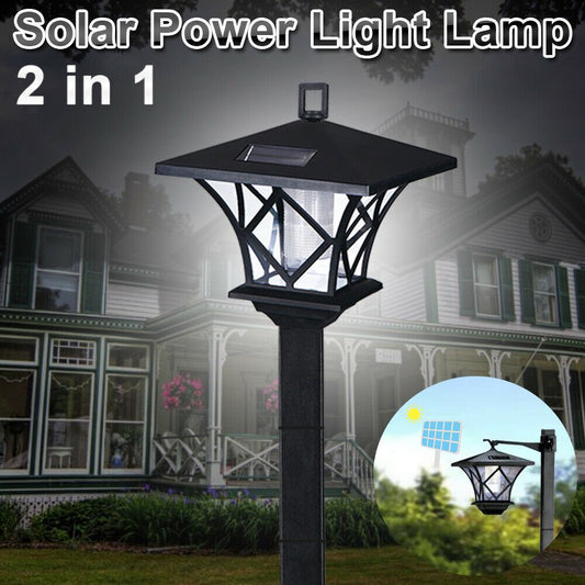 5 Ft Solar Power Vintage Lamp Post Lantern 2in1 Garden Pathway Lighting Post