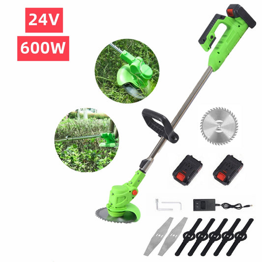 Electric Cordless Grass String Trimmer Lawn Edger Weed Eater Cutter + 2 Battery