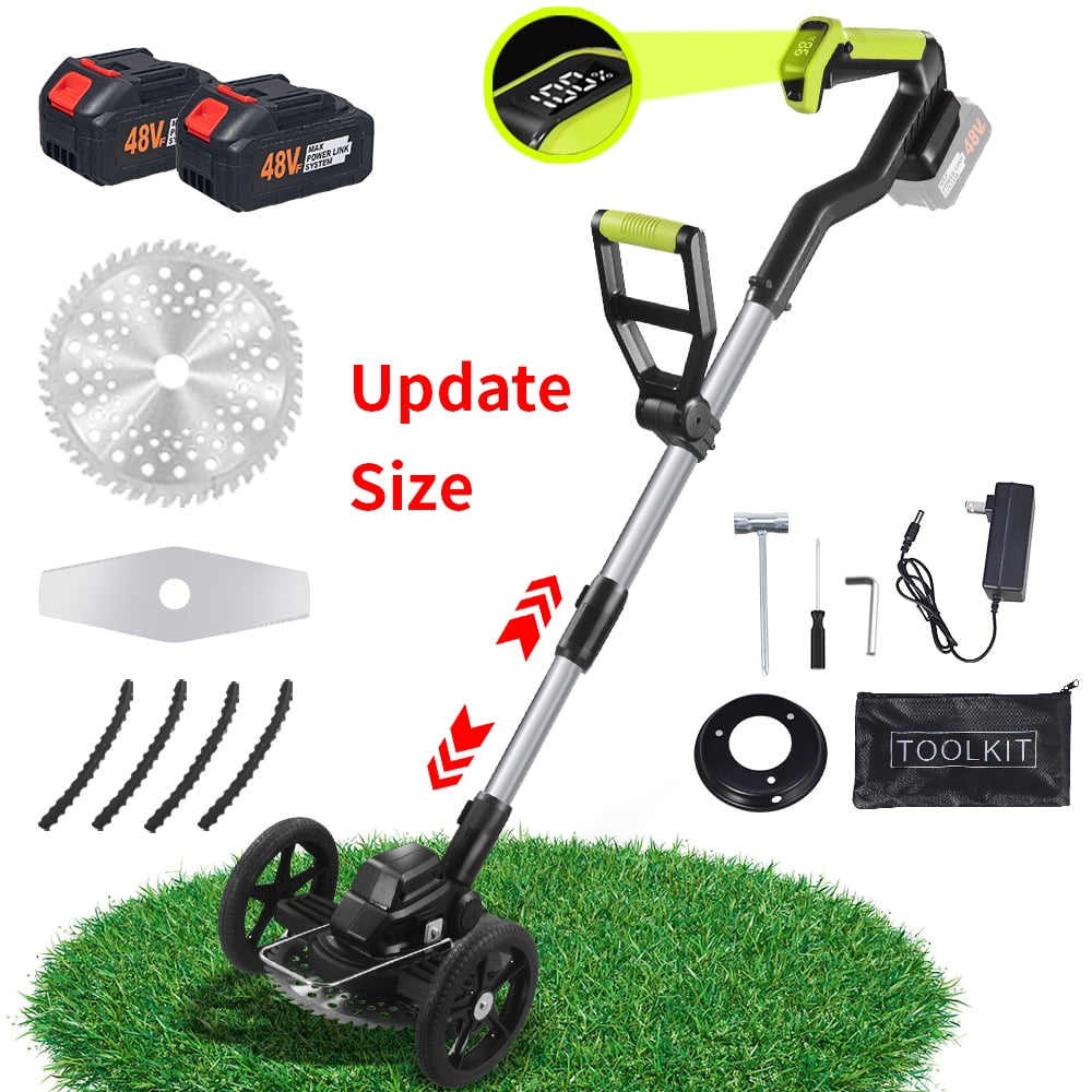 Electric Weed Trimmer, 21V Weed Wacker Cordless Weed Whacker Upgrade Multifunctional Grass Trimmer with Side Trimming Wheel Handhold Lawn Mower