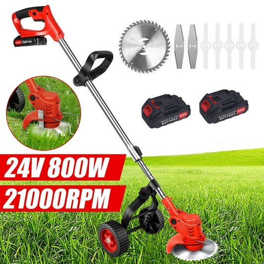 Electric Weed Wacker Battery Powered 24V 2000mAh, Weed Wacker Cordless Edger Trimmer Lawn Edger Grass Trimmer Height Adjustable Mini-Mower