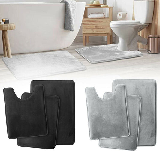 Memory Foam 3 Pc Bathroom Rug Absorbent Bath Mat Set Small Large And Contour Rug