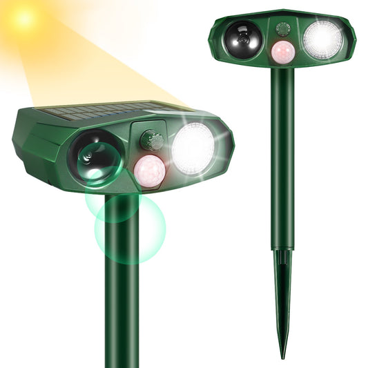 Solar Animal Repeller, Ultrasonic Cat Repellent Outdoor Waterproof Deer Deterrent Flash Light Protect Your Garden