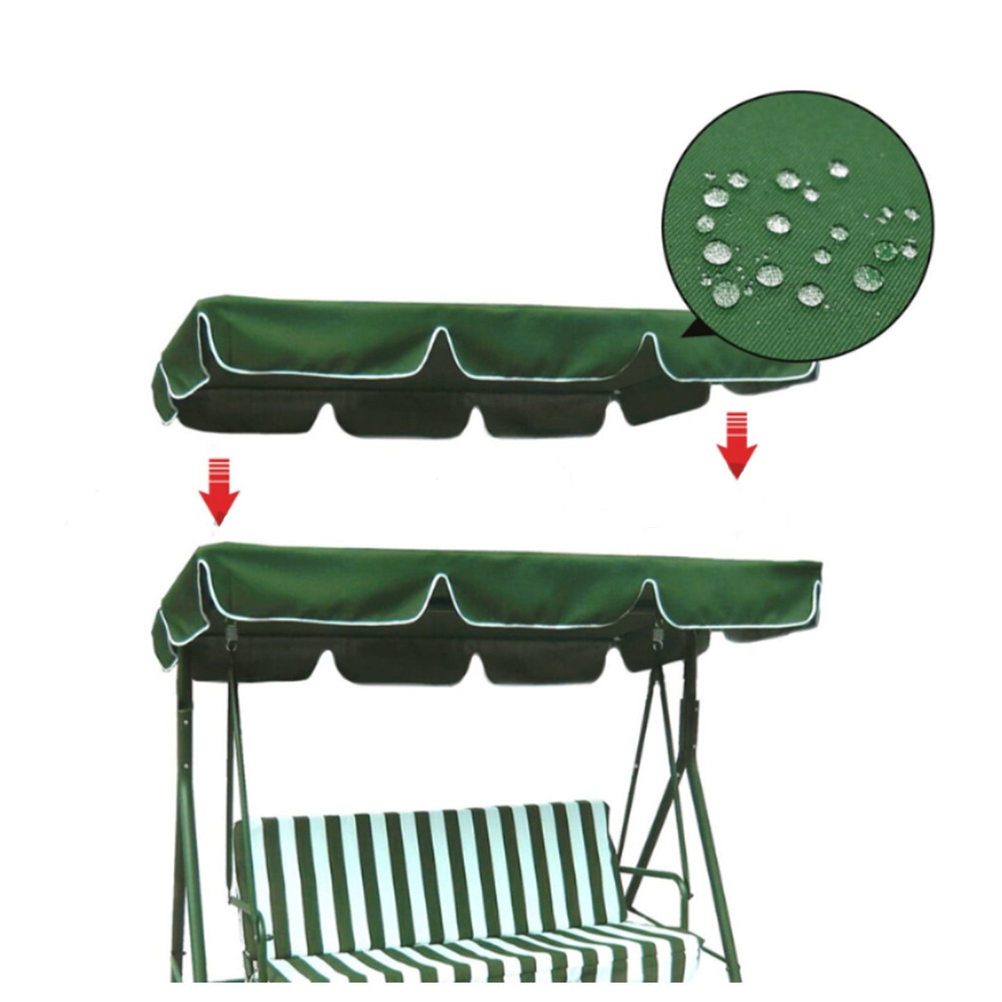 Swing Chair Canopy, Outdoor 3 Seater Porch Swing Seat Canopy Cover, Waterproof Windproof Anti-UV Garden Hammock Top Cover Garden Furniture Covers