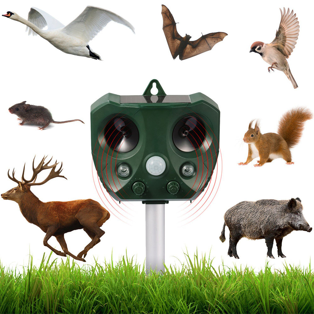 Ultrasonic Animal Repeller Outdoor Pest Control with Motion Sensor Dog Cat Solar