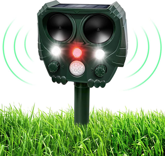 Solar Animal Repeller, Ultrasonic Repellent, Motion Detection, LED Flashing Light,High-grade material waterproof and UV resistant design,Outdoor Animal Repeller