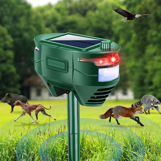 Ultrasonic Animal Repellent Outdoor,Solar Animal Repeller with Motion Sensor Waterproof Animal Deterrent Keep Deer Cat Dog Skunk Squirrel Rabbit Raccoon Out of Yard Farm Garden