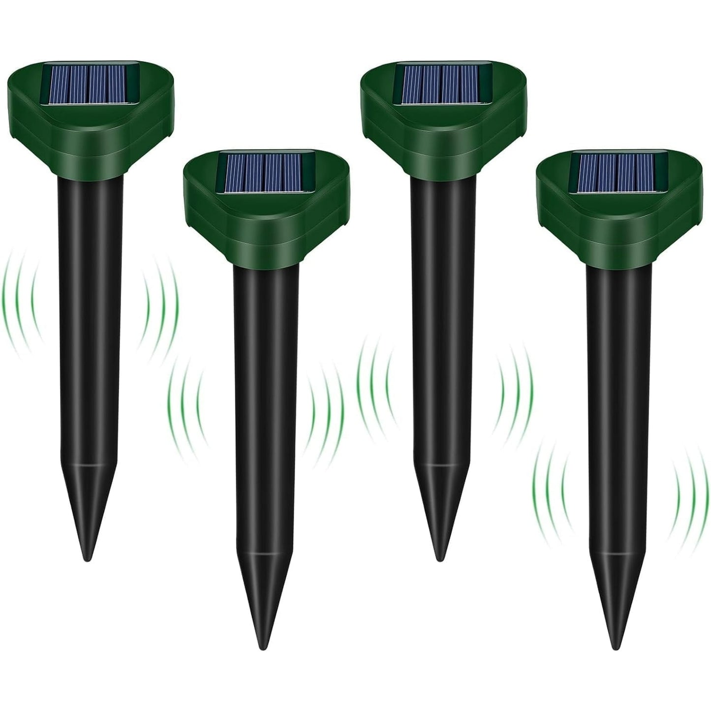 4 Pack Solar Mole Repellent Stakes - Get Rid of Moles, Groundhogs, Chipmunks